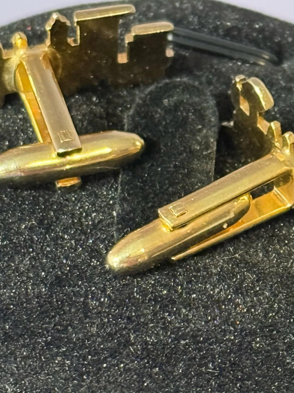 Vintage HICOCK Cuff links Mid Century Train Engine Gold Tone